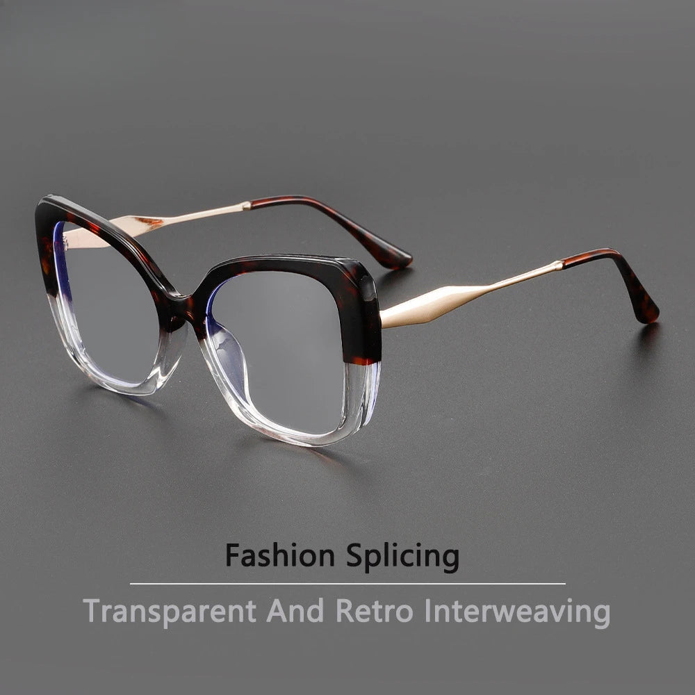Tortoiseshell and transparent designer square glasses on black background