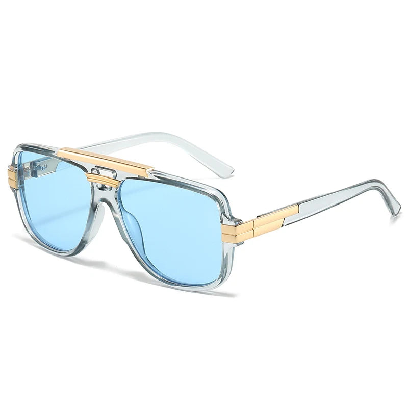 Retro Double Bridges Square Men Sunglasses Fashion Brand Designer Color Shades UV400 Sun Glasses