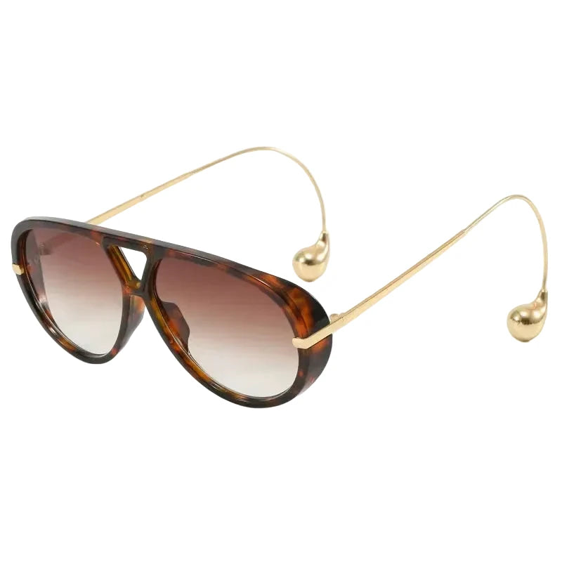 Oversized Oval Punk Pilot Sunglasses Women Big 2025 Luxury Brand Metal Frame Mask Eyewear Shield Sun Glasses For Ladies UV400