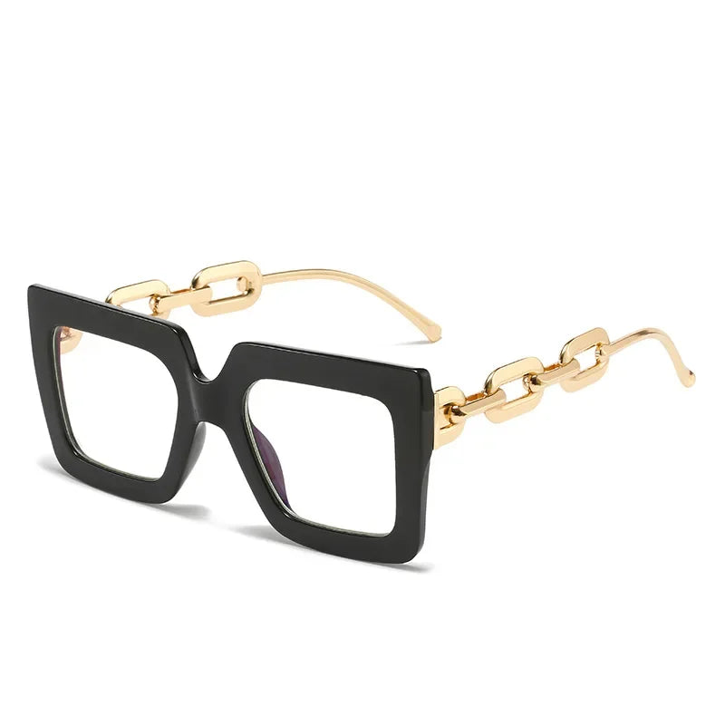 New Striped Chain Square Anti Blue Glasses Frames Retro Men Women Optical Fashion Computer Glasses 2022 New Arrival