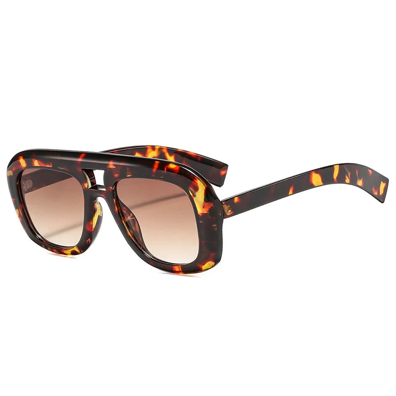 New Retro Double Bridges Square Sunglasses Women Fashion Red Gradient Shades UV400 Men Trending Sun Glasses