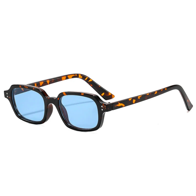 New Vintage Square Rivets Men Sunglasses Fashion Leopard Blue UV400 Women Trending Gradient Sun Glasses