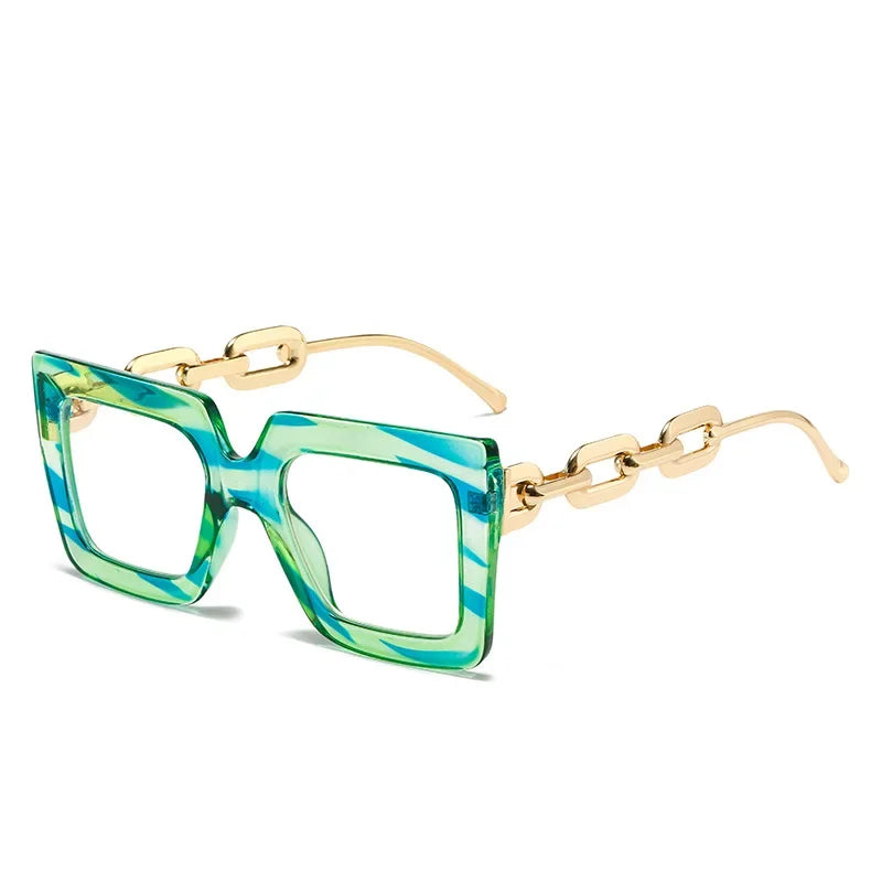New Striped Chain Square Anti Blue Glasses Frames Retro Men Women Optical Fashion Computer Glasses 2022 New Arrival