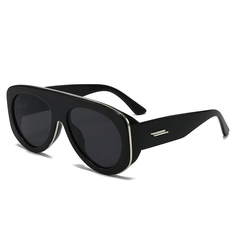 New Oversized Oval Pilot Sunglasses Women Big Luxury Brand Retro Y2K Punk Mirror Sun Glasses for Ladies Shades UV400