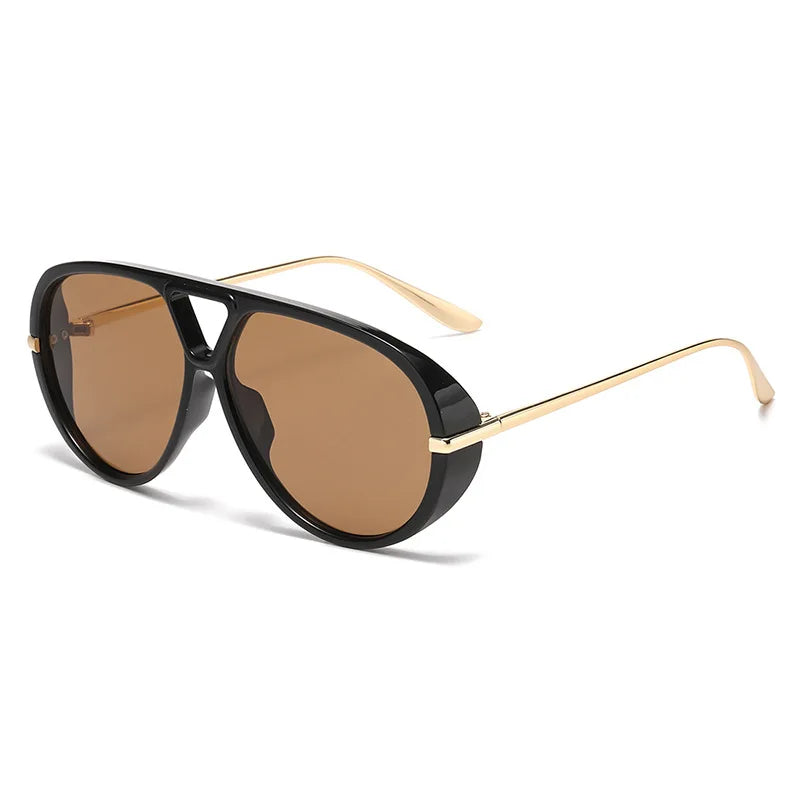 Fashion Double Bridges Pilot Women Oversized Sunglasses Retro Candy Color Green Gradient UV400 Men Punk Sun Glasses