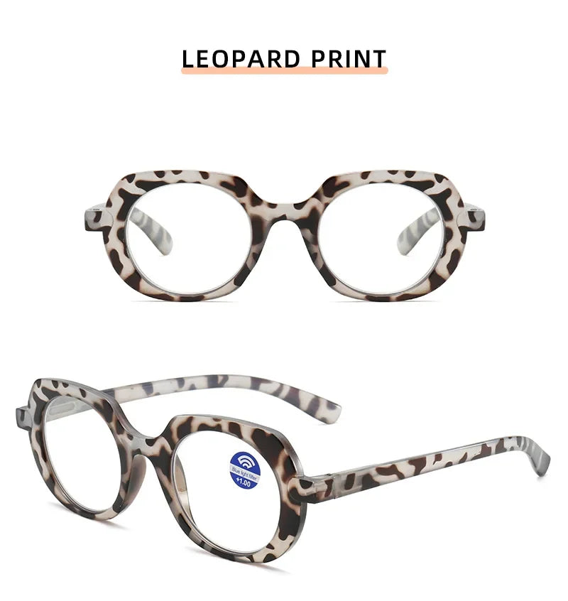 Retro Style Reading Glasses for Women Men Unisex Fashion Anti-blue Hyperopia Glasses Trendy Oval HD Lens Eyeglasses 0+1.0+4.0