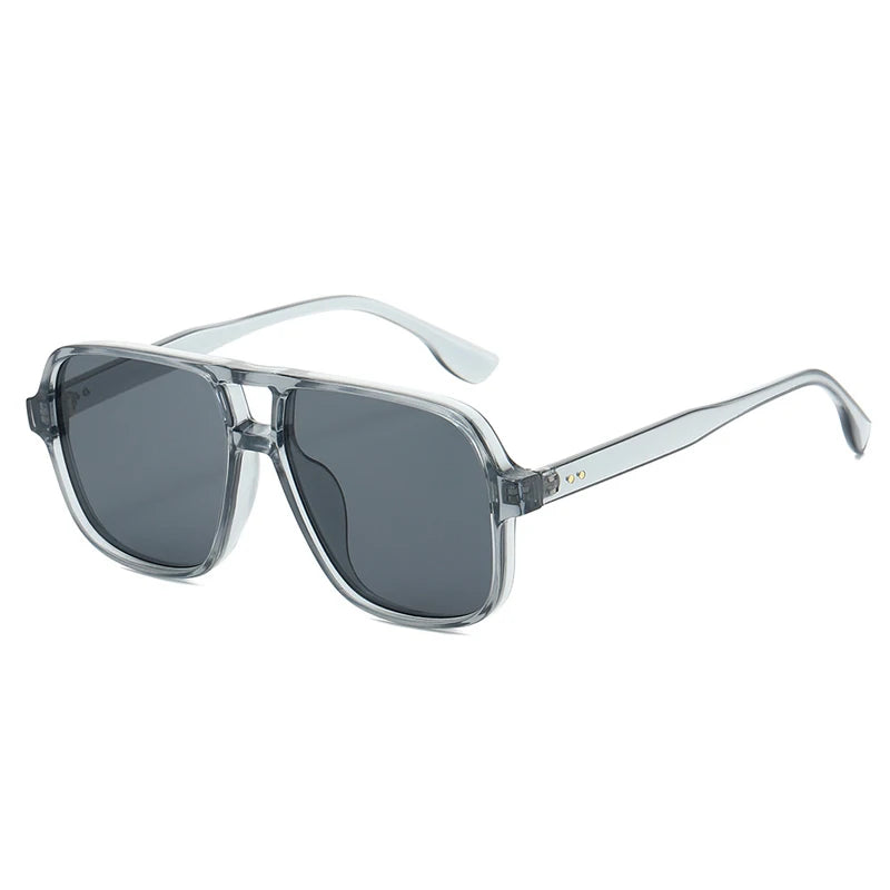 New Double Bridges Square Sunglasses Women Fashion Gradient UV400 Retro Rivets Candy Color Trending Men Sun Glasses