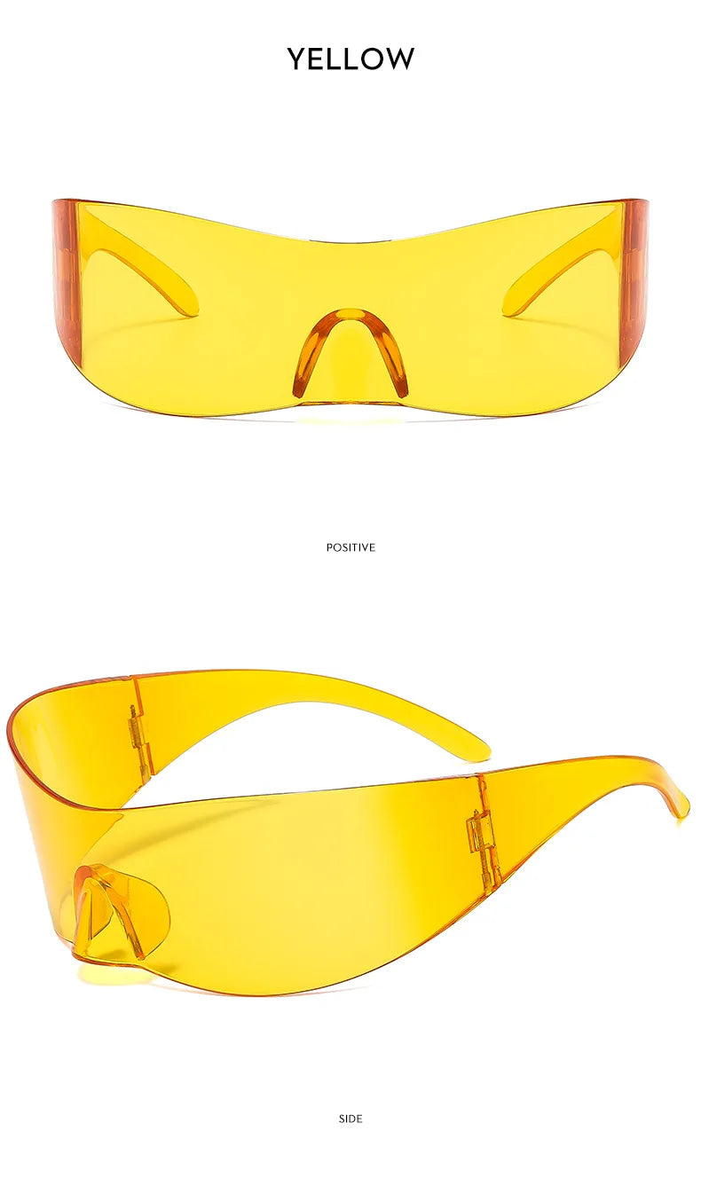Y2K Cyber Punk One-Piece Sports Sunglasses Women Men 2025 Luxury Brand Windproof Rimless Sun Glasses For Ladies Shield Eyewear