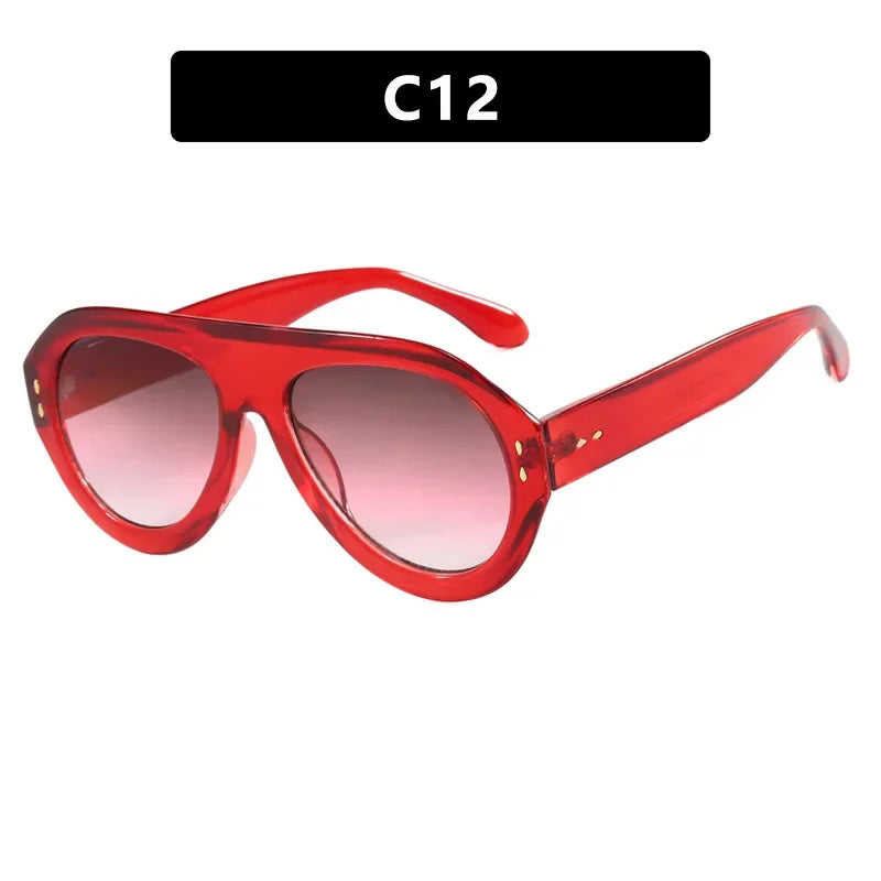 Oversized Popular Fashion Pilot Women Sunglasses Retro Red Shades UV400 Men Trending Wide Legs Sun Glasses