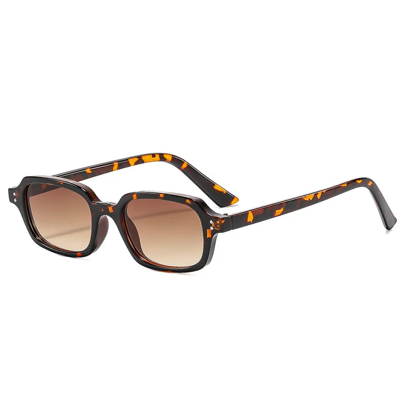 New Vintage Square Rivets Men Sunglasses Fashion Leopard Blue UV400 Women Trending Gradient Sun Glasses