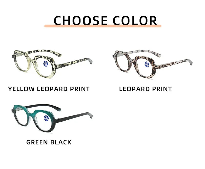 Retro Style Reading Glasses for Women Men Unisex Fashion Anti-blue Hyperopia Glasses Trendy Oval HD Lens Eyeglasses 0+1.0+4.0