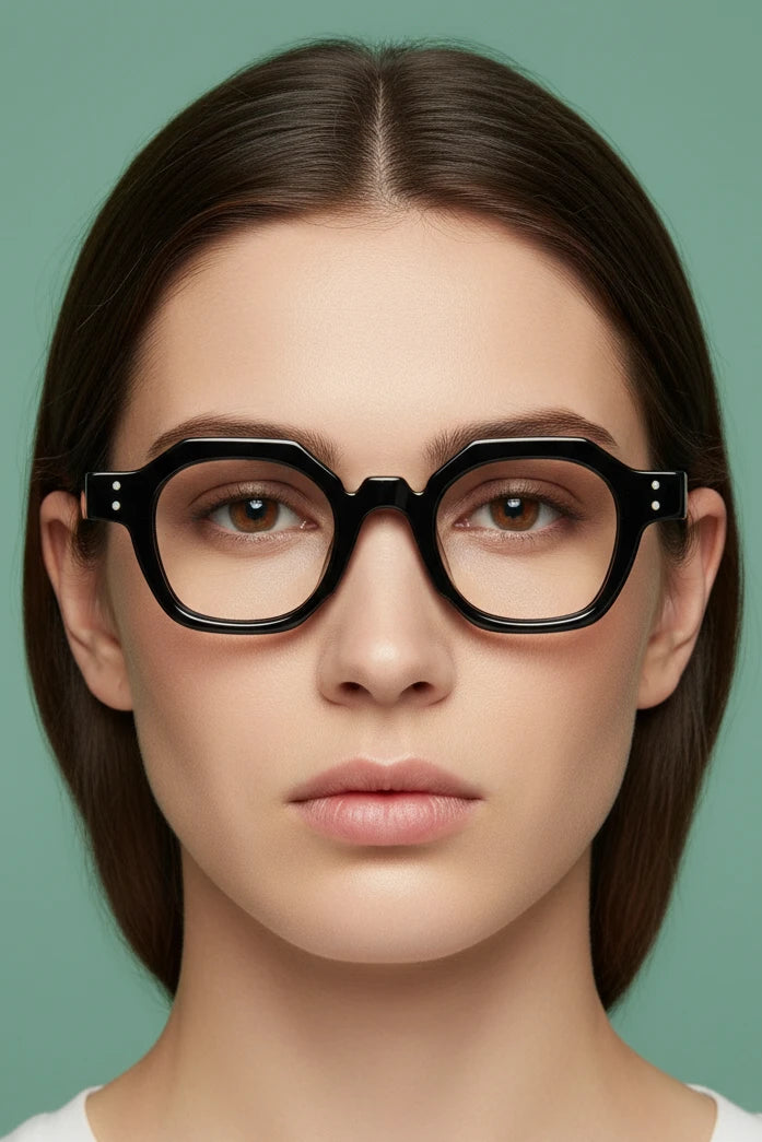 Polygonal Reading Glasses Spring Eyeglass Legs Full Frame Trendy Style Far Sighted Glasses