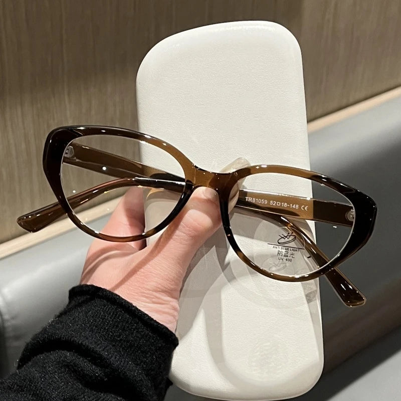 Women's New Cat Eye Myopia Glasses Trendy Luxury Design Near Sight Eyeglasses for Men Unisex Retro Clear Lens Eyewear 0-1.0-4.0
