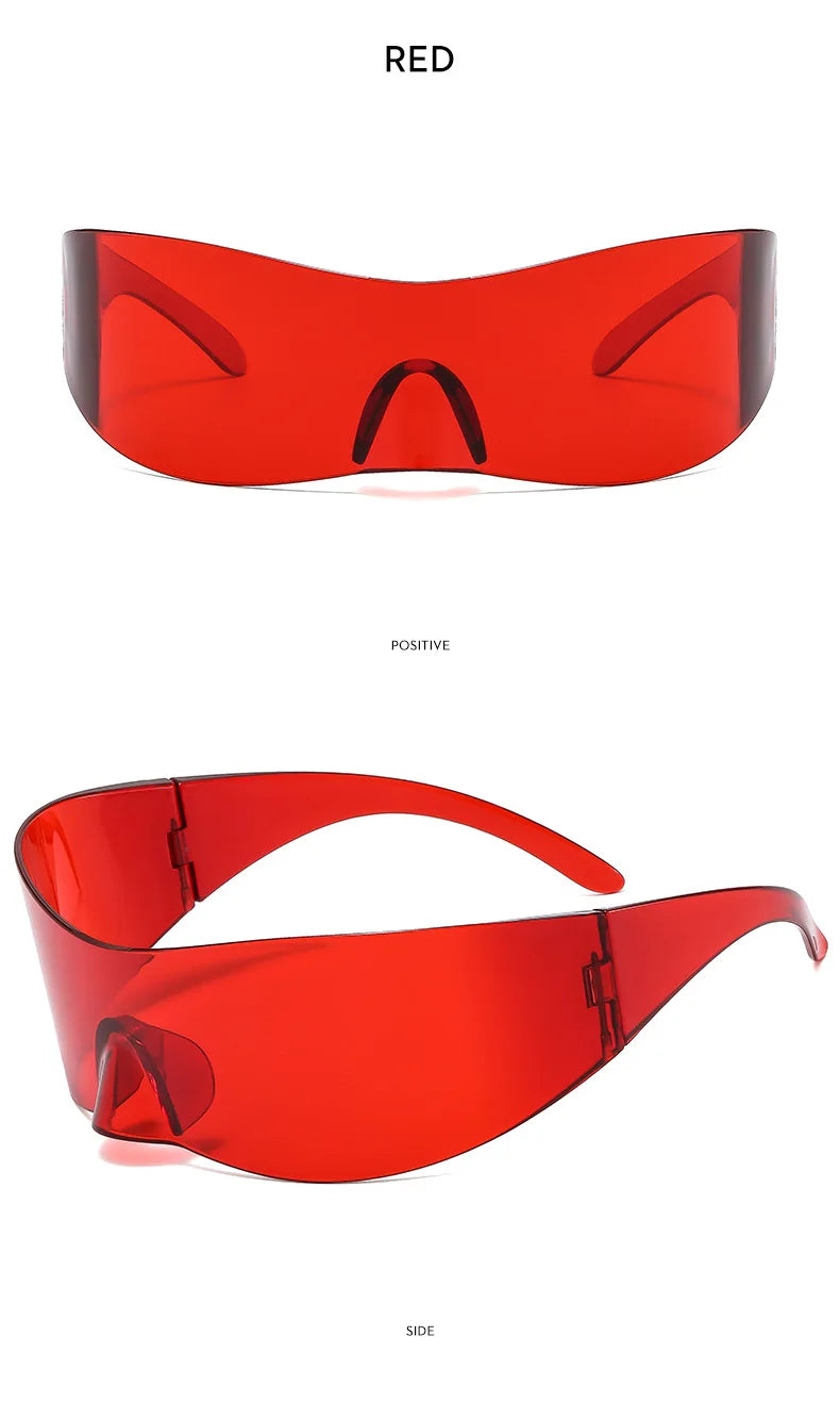 Y2K Cyber Punk One-Piece Sports Sunglasses Women Men 2025 Luxury Brand Windproof Rimless Sun Glasses For Ladies Shield Eyewear