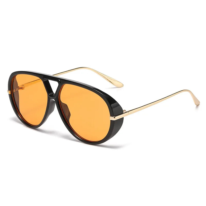 Fashion Double Bridges Pilot Women Oversized Sunglasses Retro Candy Color Green Gradient UV400 Men Punk Sun Glasses