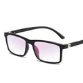 Angled view of black progressive reading glasses showing lens and hinge