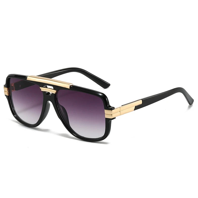 Retro Double Bridges Square Men Sunglasses Fashion Brand Designer Color Shades UV400 Sun Glasses