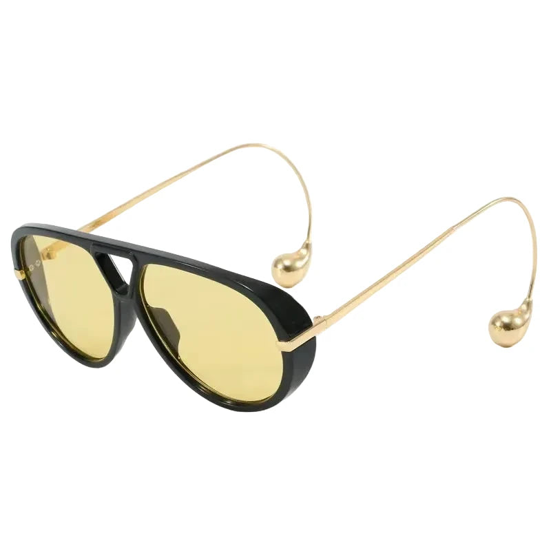 Oversized Oval Punk Pilot Sunglasses Women Big 2025 Luxury Brand Metal Frame Mask Eyewear Shield Sun Glasses For Ladies UV400
