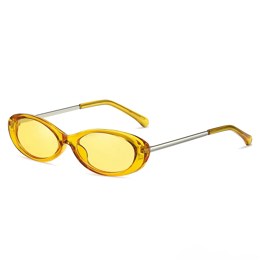 New Vintage Candy Colors Small Oval Women Sunglasses Shades UV400 Fashion Yellow Green Men Trending Punk Sun Glasses