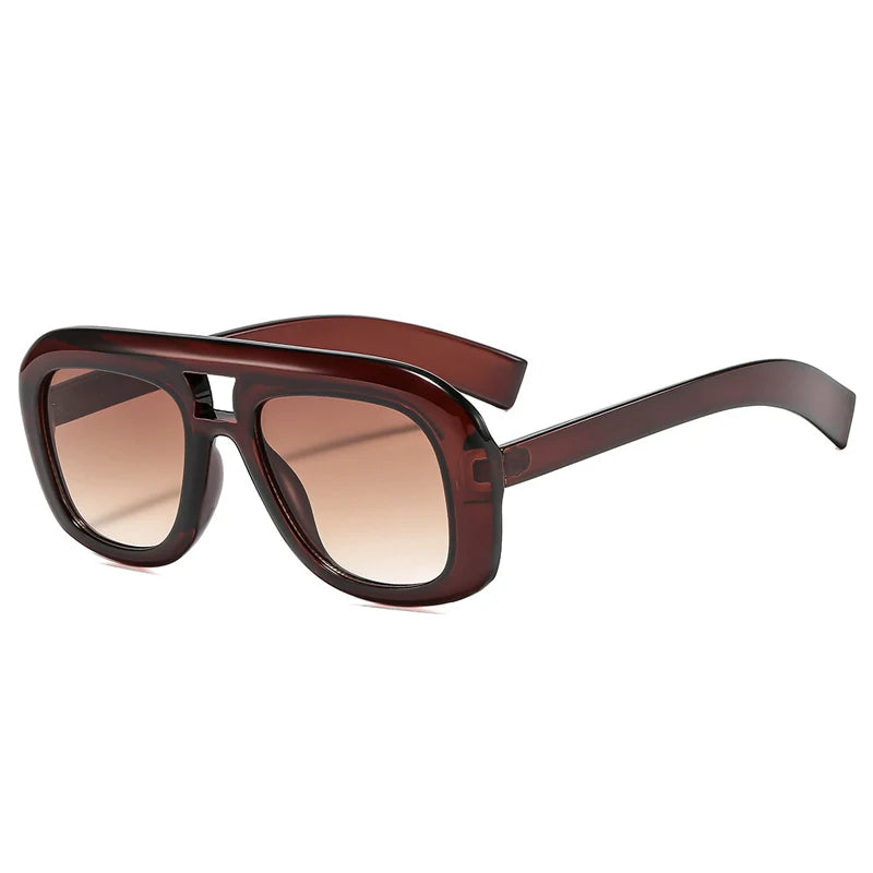 New Retro Double Bridges Square Sunglasses Women Fashion Red Gradient Shades UV400 Men Trending Sun Glasses