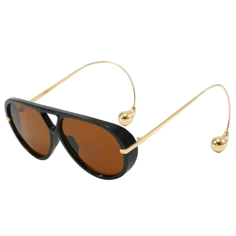 Oversized Oval Punk Pilot Sunglasses Women Big 2025 Luxury Brand Metal Frame Mask Eyewear Shield Sun Glasses For Ladies UV400