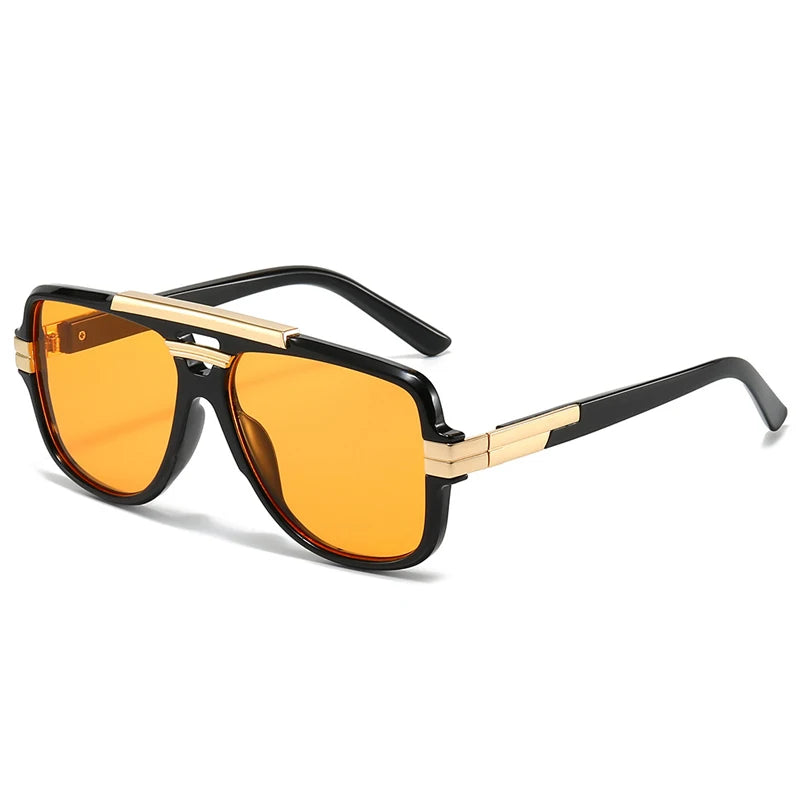 Retro Double Bridges Square Men Sunglasses Fashion Brand Designer Color Shades UV400 Sun Glasses