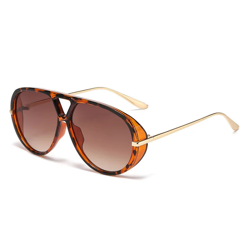Fashion Double Bridges Pilot Women Oversized Sunglasses Retro Candy Color Green Gradient UV400 Men Punk Sun Glasses