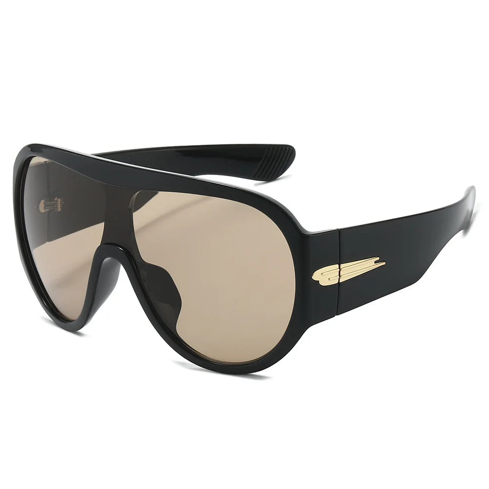 Oversized One-Piece Shield Sunglasses Women Luxury Brand Flat Top Windproof Sun Glasses Ladies Y2K Punk Goggle Shades