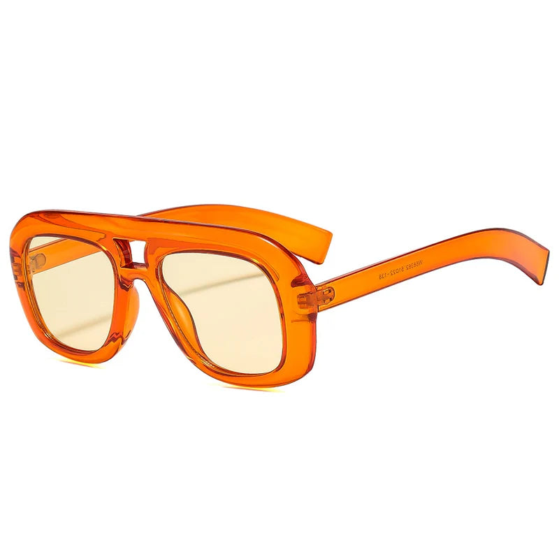 New Retro Double Bridges Square Sunglasses Women Fashion Red Gradient Shades UV400 Men Trending Sun Glasses