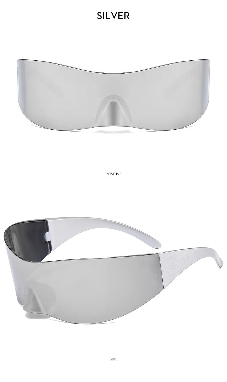 Y2K Cyber Punk One-Piece Sports Sunglasses Women Men 2025 Luxury Brand Windproof Rimless Sun Glasses For Ladies Shield Eyewear