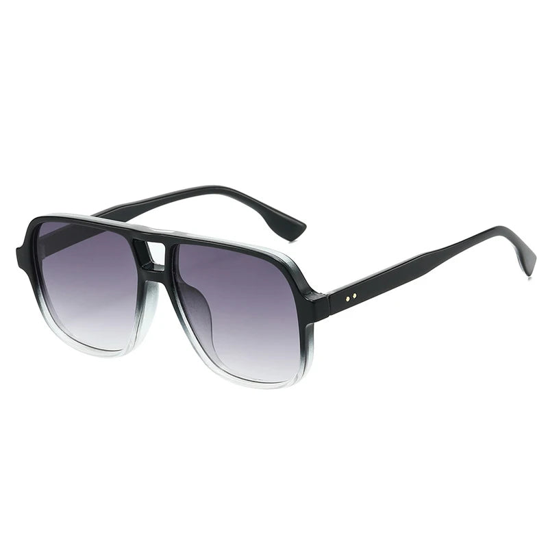 New Double Bridges Square Sunglasses Women Fashion Gradient UV400 Retro Rivets Candy Color Trending Men Sun Glasses