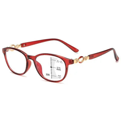 3 in 1 Progressive Multifocal Reading Glasses for Women Easy Look Far and Near Available +1.0 To +4.0 Strengths Eyeglasses