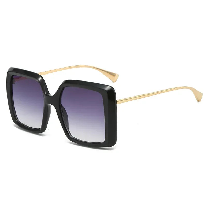 Oversized Square Double Color Gradient Green Yellow Sunglasses Women Fashion Shades UV400 Punk Men Sun Glasses