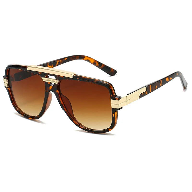 Retro Double Bridges Square Men Sunglasses Fashion Brand Designer Color Shades UV400 Sun Glasses