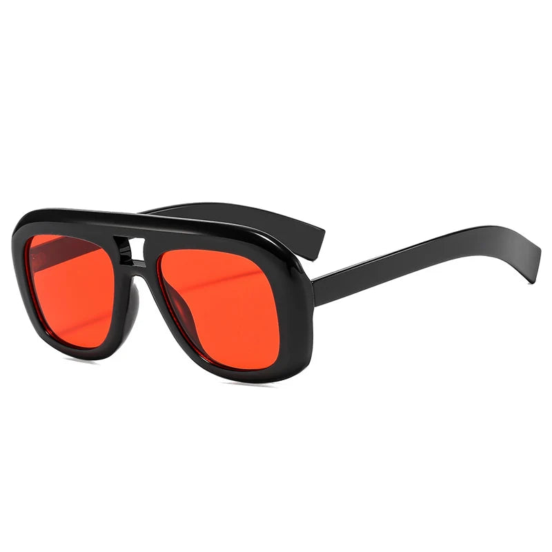 New Retro Double Bridges Square Sunglasses Women Fashion Red Gradient Shades UV400 Men Trending Sun Glasses
