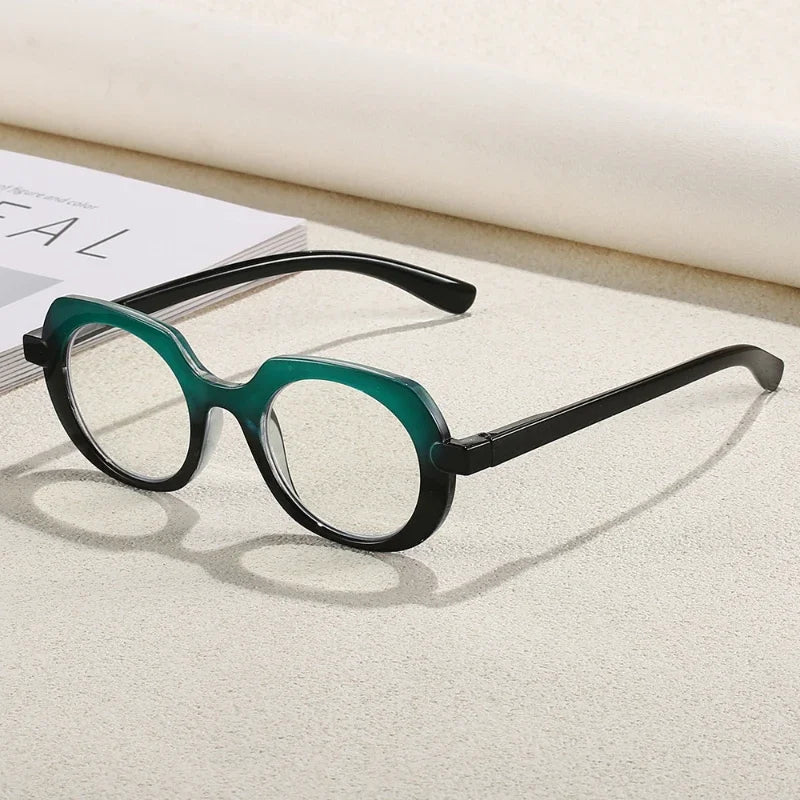 Retro Style Reading Glasses for Women Men Unisex Fashion Anti-blue Hyperopia Glasses Trendy Oval HD Lens Eyeglasses 0+1.0+4.0