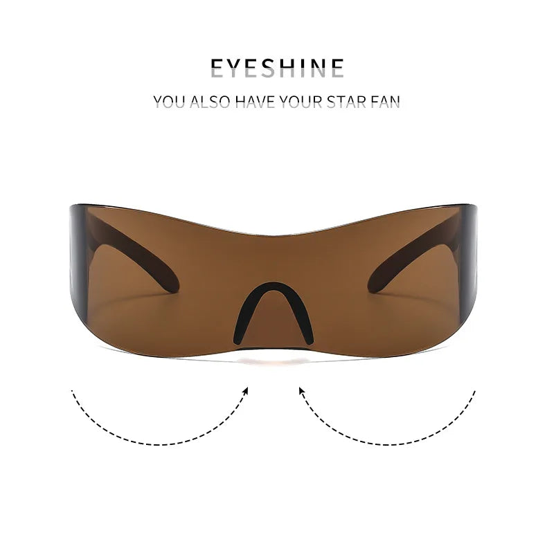 Y2K Cyber Punk One-Piece Sports Sunglasses Women Men 2025 Luxury Brand Windproof Rimless Sun Glasses For Ladies Shield Eyewear