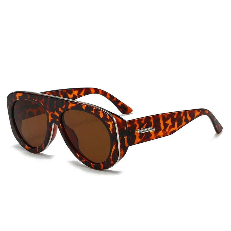 New Oversized Oval Pilot Sunglasses Women Big Luxury Brand Retro Y2K Punk Mirror Sun Glasses for Ladies Shades UV400