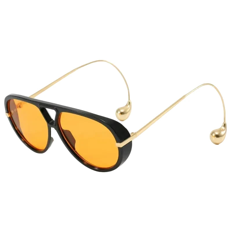 Oversized Oval Punk Pilot Sunglasses Women Big 2025 Luxury Brand Metal Frame Mask Eyewear Shield Sun Glasses For Ladies UV400